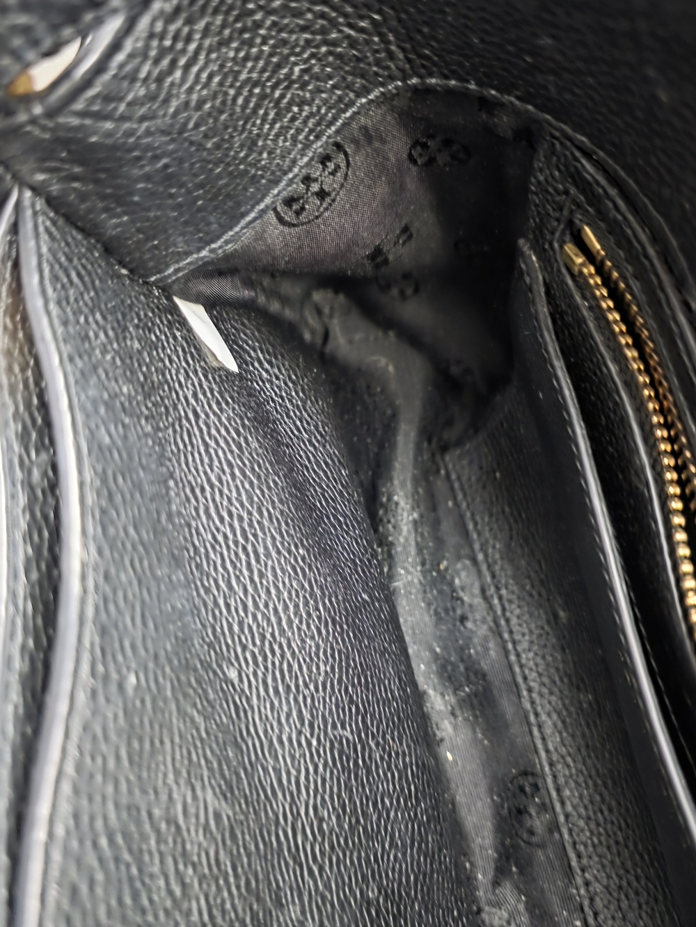 Tory Burch Black Leather Top-Handle Satchel with Gold Logo - Picture 14 of 15